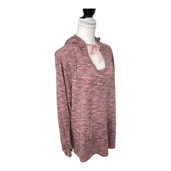 Vintage American Blues Hoodie Sweatshirt Plus XXL Pink Heathered Tie Front - Picture 4 of 12